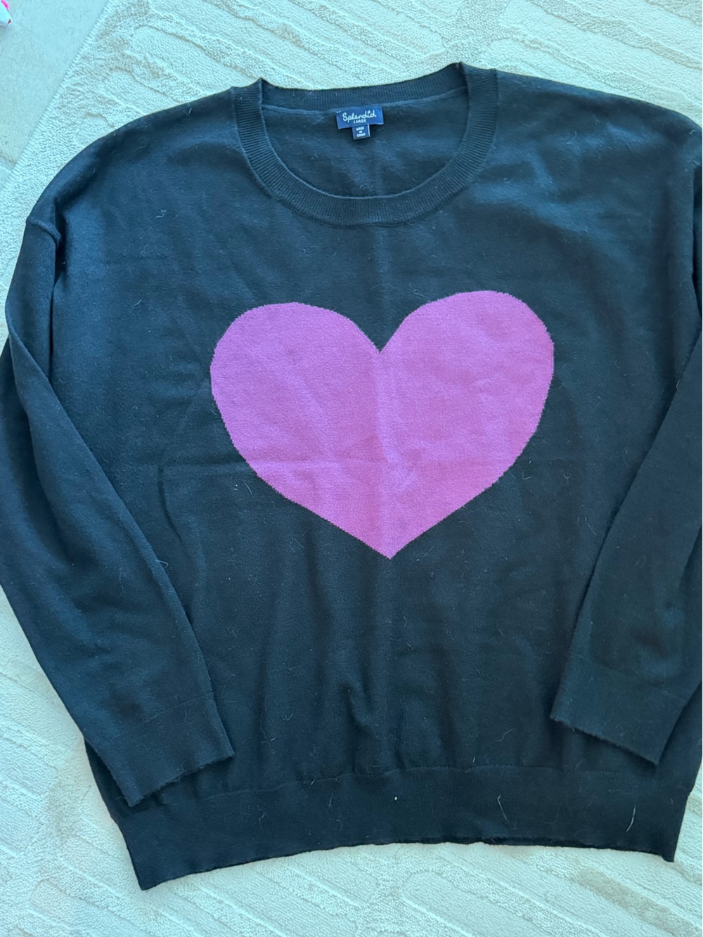 Splendid Black Sweater with Pink Heart